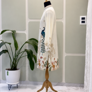 Ivory Heritage Peacock & Floral Embroidered Kurta