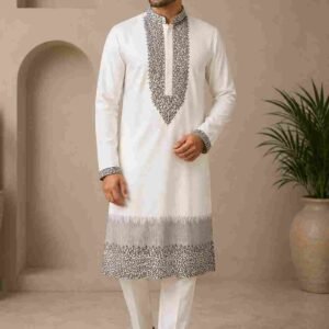 Oostori Heritage Noir Embroidered Kurta