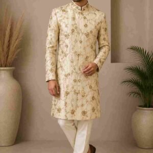 Oostori Noor-e-Gul Ivory Embroidered Kurta