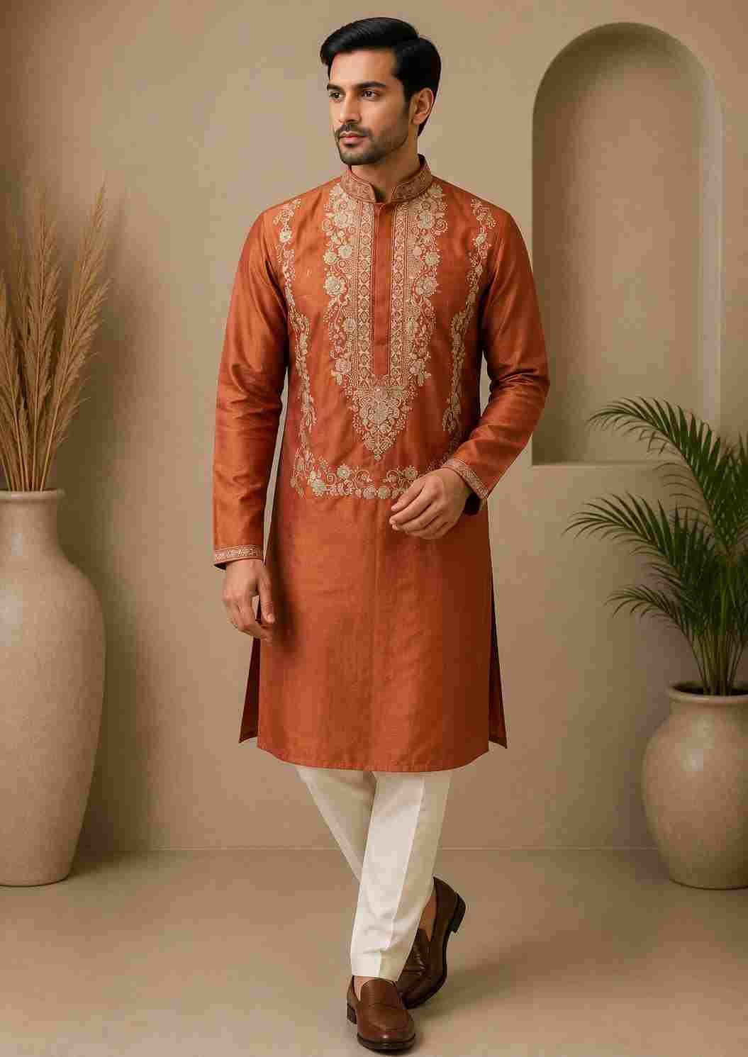 Oostori Rajvansh Copper Embroidered Kurta